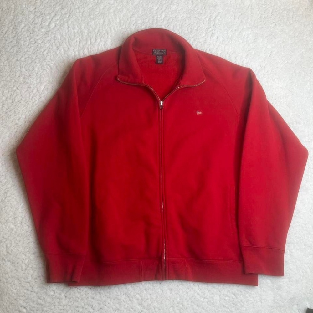 Vintage polo jeans men's red flag‎ full zip sweatshirt heavyweight xxl